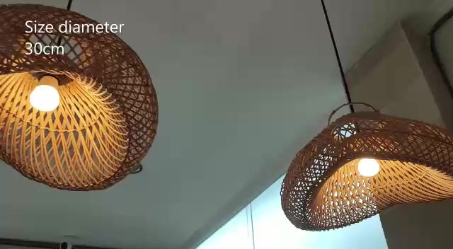Kap Lampu Rotan BASIC 48 D30 - Handcrafted Rattan Lampshade Perfect Interior Decor For Cafe, Resto, or Home.
