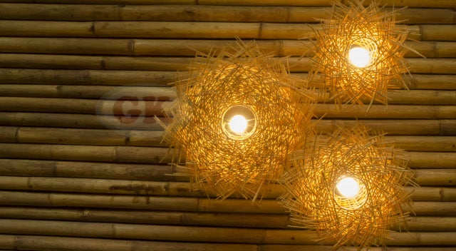 Kap Lampu Gantung Rotan BASIC 05 - Duri Rattan Decor Pendant Light Hias