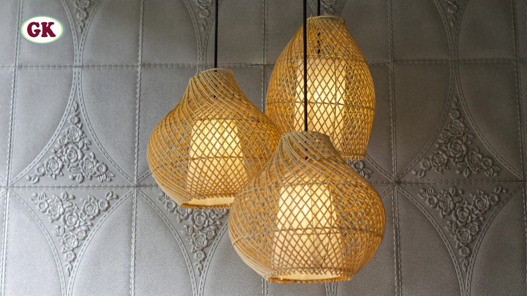 [Bundling] Kap Lampu Gantung Rotan LENTERA 03 - Handcrafted Rattan Lampshade Perfect Interior Decor for Cafe, Resto, Hotel or Home D25 D30
