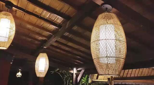 Kap Lampu Gantung Rotan LENTERA 01 D25 - Handcrafted Rattan Lampshade Perfect Interior Decor for Cafe, Resto, Hotel or Home.