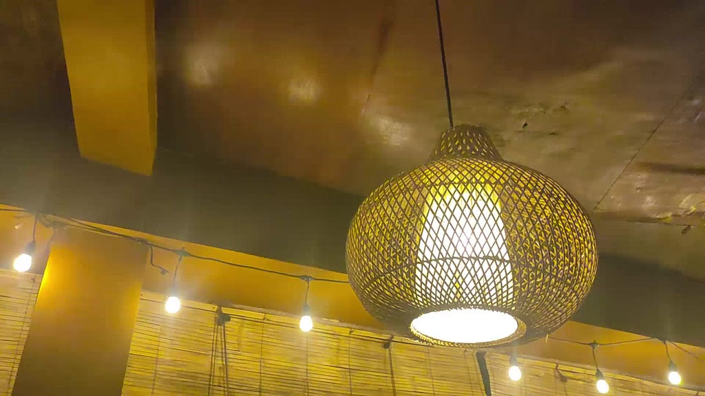 Kap Lampu Gantung Rotan LENTERA 03 - Handcrafted Rattan Lampshade Perfect Interior Decor for Cafe, Resto, Hotel or Home.