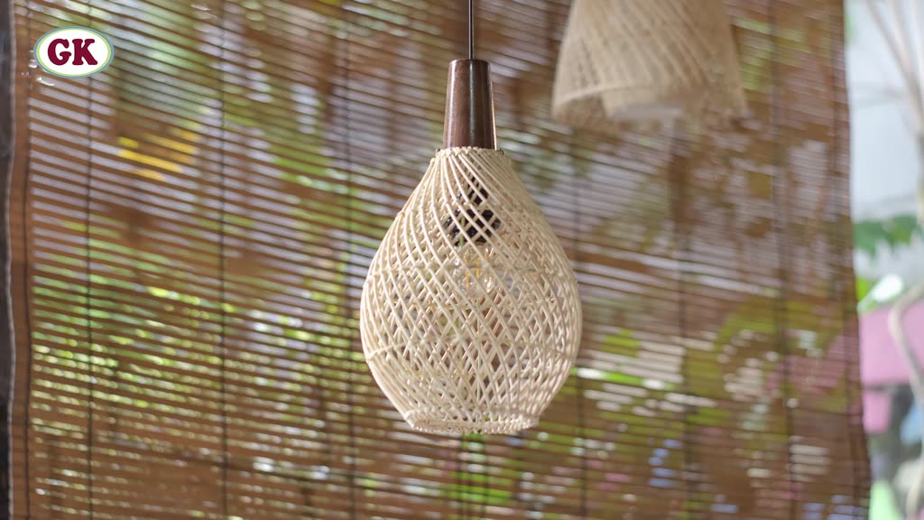 Kap Lampu Gantung Rotan KUBAH 07 - Minimalis Dekorasi Lampu Kayu Gantung