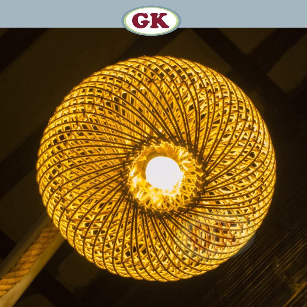Kap Lampu Gantung Rotan BASIC 45 D30 - Rattan Unique Interior Lamp Decoration For Cozy Cafe, Resto or Home.
