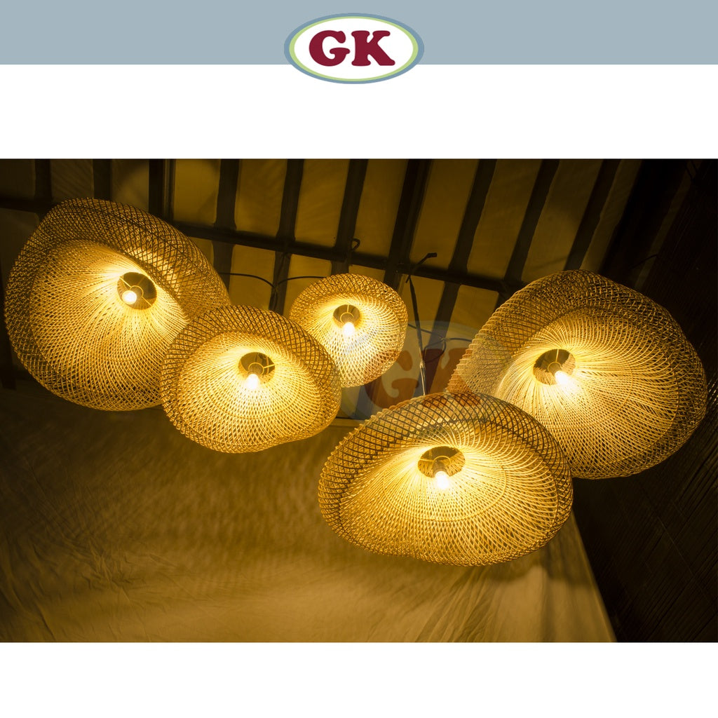 Kap Lampu Rotan BASIC 48 D40 - Handcrafted Rattan Lampshade Perfect Interior Decor For Cafe, Resto, or Home.