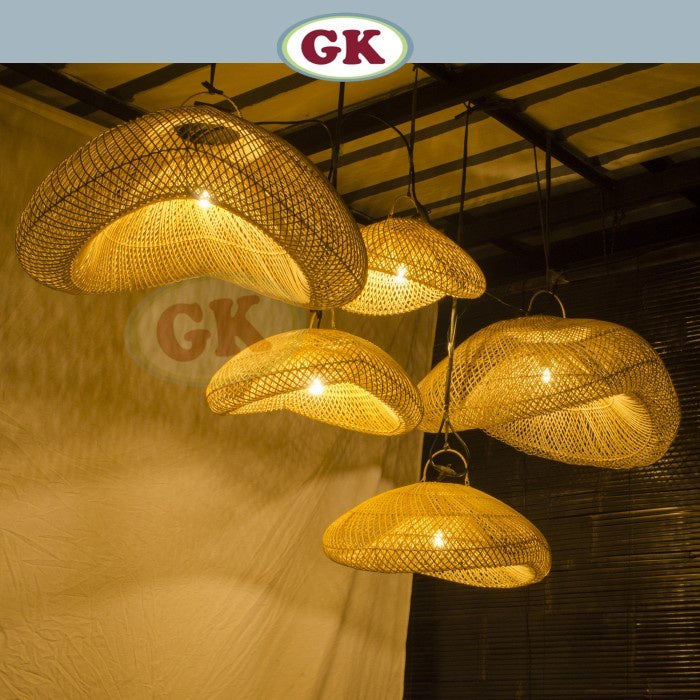 Kap Lampu Rotan BASIC 48 D60 - Handcrafted Rattan Lampshade Perfect Interior Decor For Cafe, Resto, or Home.