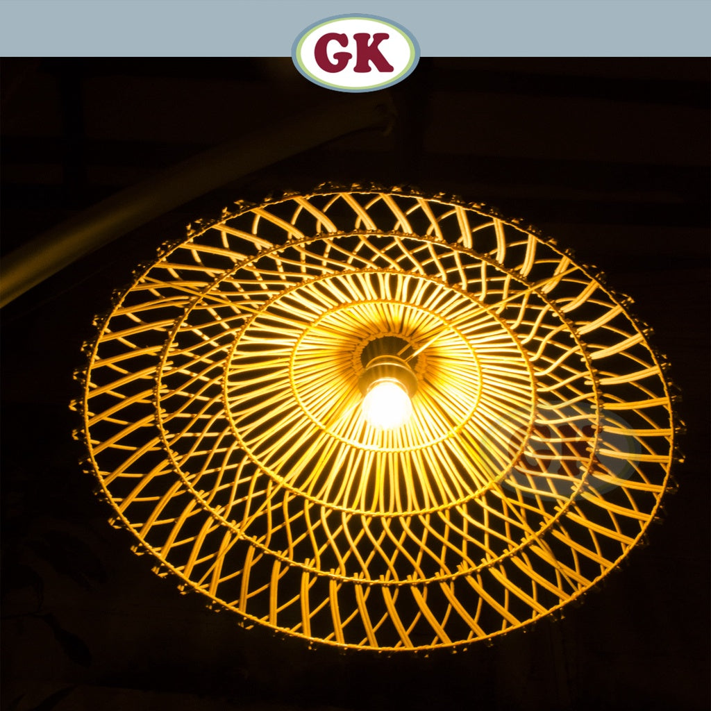 Kap Lampu Gantung Rotan RUSTIC 07 D50 - Artistic Rattan Lampshade Perfect Interior Decor for Livingroom, Bedroom, or Longue.