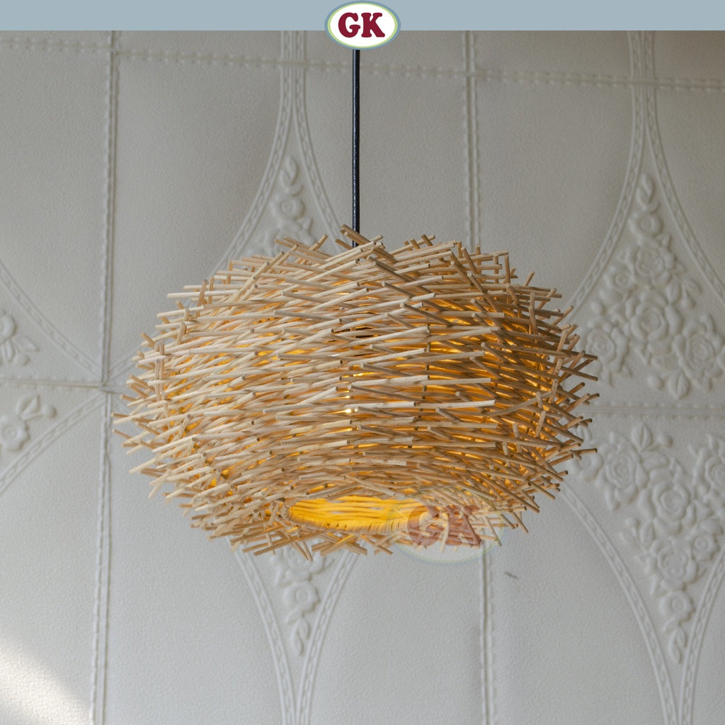 Kap Lampu Gantung Rotan BASIC 05 - Duri Rattan Decor Pendant Light Hias
