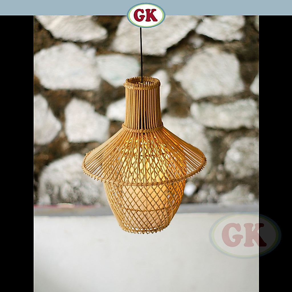 Kap Lampu Gantung Rotan LENTERA 09 D30 - Handcrafted Rattan Lampshade Perfect Interior Decor for Cafe, Resto, Hotel or Home.