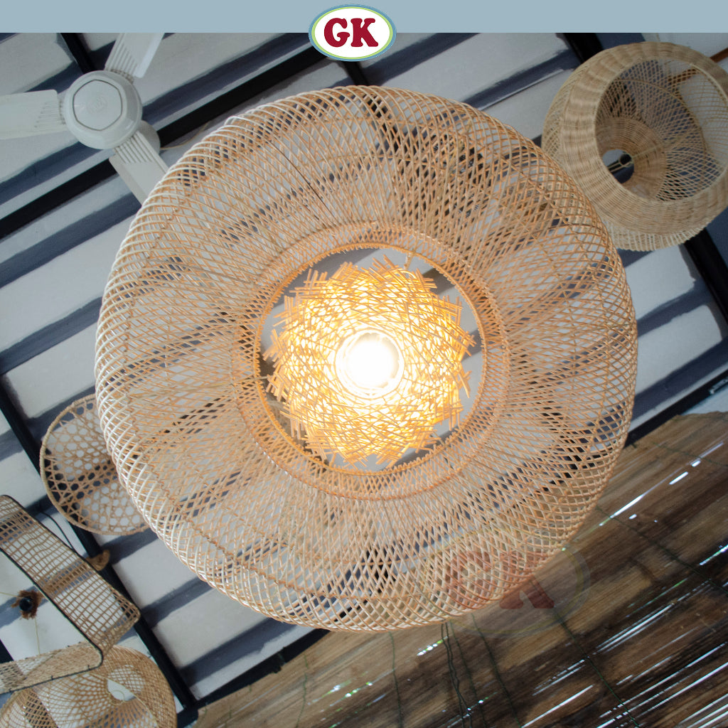 Kap Lampu Gantung Rotan DONUT 01 D85 - Japandi Style Handwoven Rattan Pendant Lampshade for Minimalist Tropical Decor in Home, Café, Resto, Hotel or Villa.