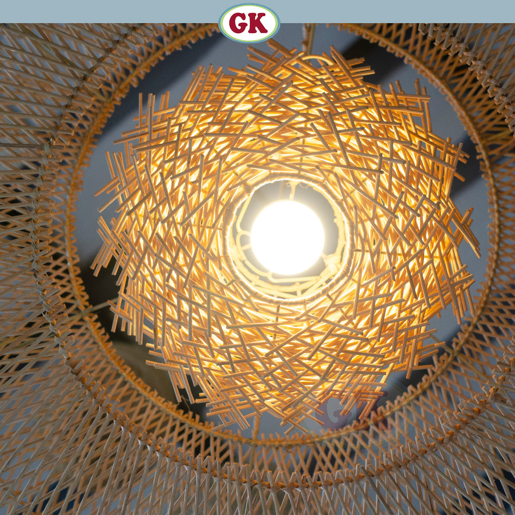 Kap Lampu Gantung Rotan DONUT 01 D85 - Japandi Style Handwoven Rattan Pendant Lampshade for Minimalist Tropical Decor in Home, Café, Resto, Hotel or Villa.