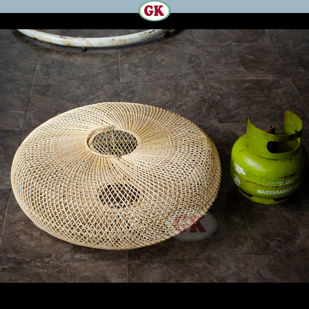 Kap Lampu Gantung Rotan DONUT 03 D70 - Japandi Style Handwoven Rattan Pendant Lampshade for Minimalist Tropical Decor in Home, Caf, Resto, Hotel or Villa.