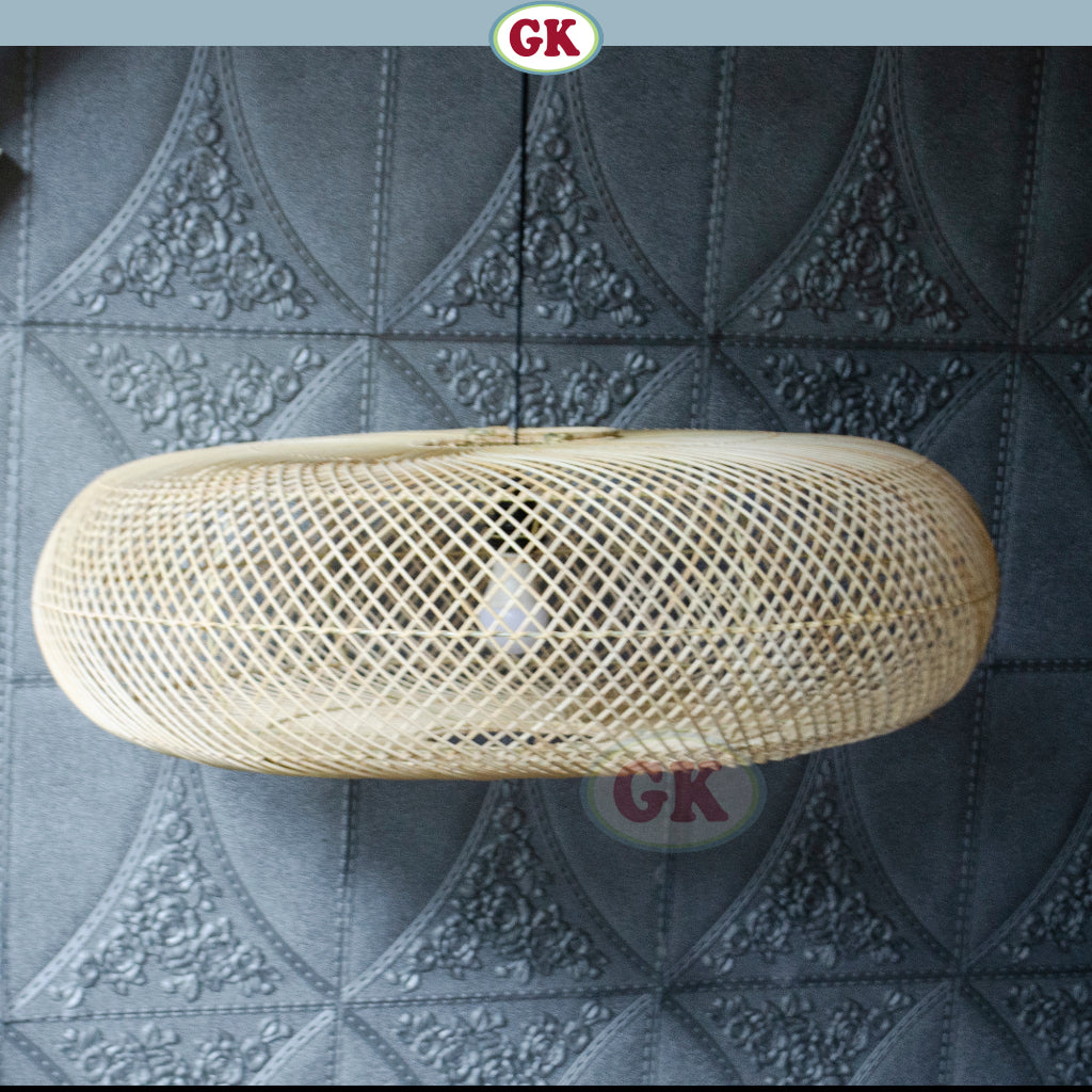 Kap Lampu Gantung Rotan DONUT 03 D80 - Japandi Style Handwoven Rattan Pendant Lampshade for Minimalist Tropical Decor in Home, Caf, Resto, Hotel or Villa.
