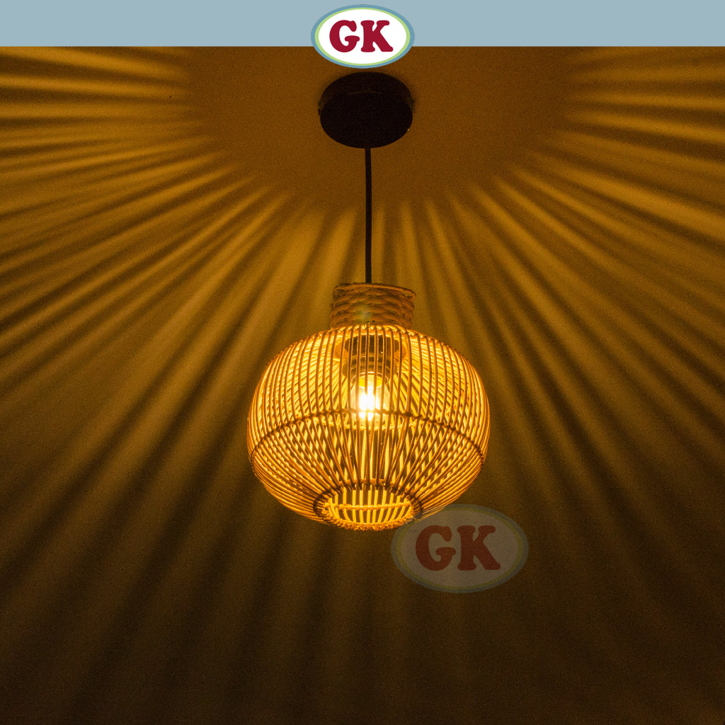 Kap Lampu Gantung Rotan BASIC 26 D20 - Handcrafted Rattan Hanging Lampshade Best Interior Decor for Livingroom, Bedroom, or Longue.