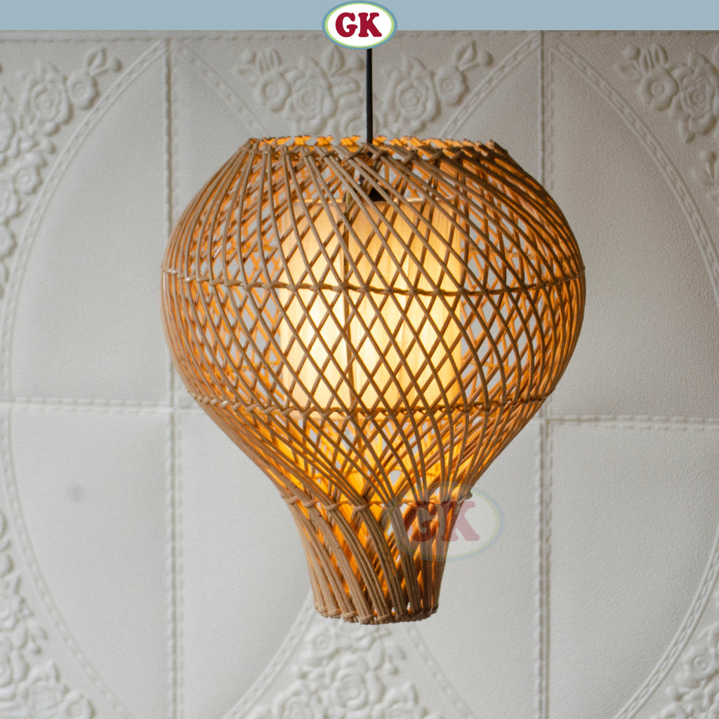 Kap Lampu Gantung Rotan LENTERA 14 D30 - Handcrafted Rattan Lampshade Perfect Interior Decor for Cafe, Resto, Hotel or Home.