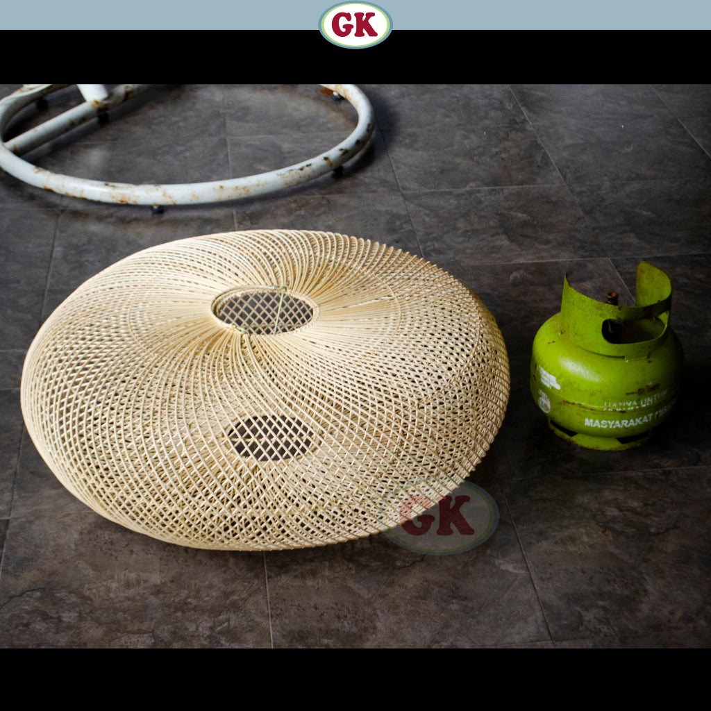 Kap Lampu Gantung Rotan DONUT 03 D80 - Japandi Style Handwoven Rattan Pendant Lampshade for Minimalist Tropical Decor in Home, Caf, Resto, Hotel or Villa.