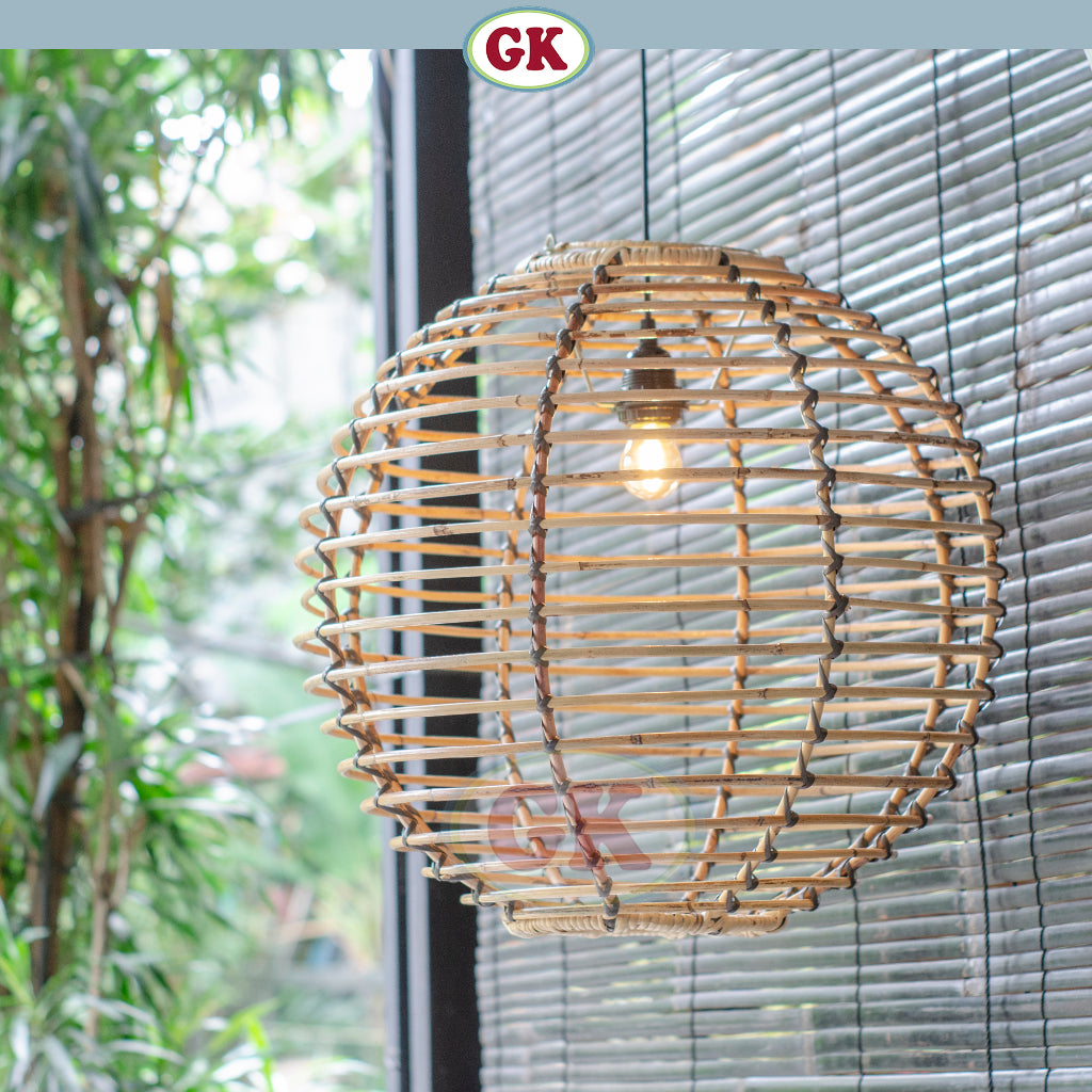 Kap Lampu Gantung Rotan BASIC 44 D50 - Rattan Unique Lantern Ornamental For Natural Atmosphere in Home, Resto, Cafe, Hotel or Villa.