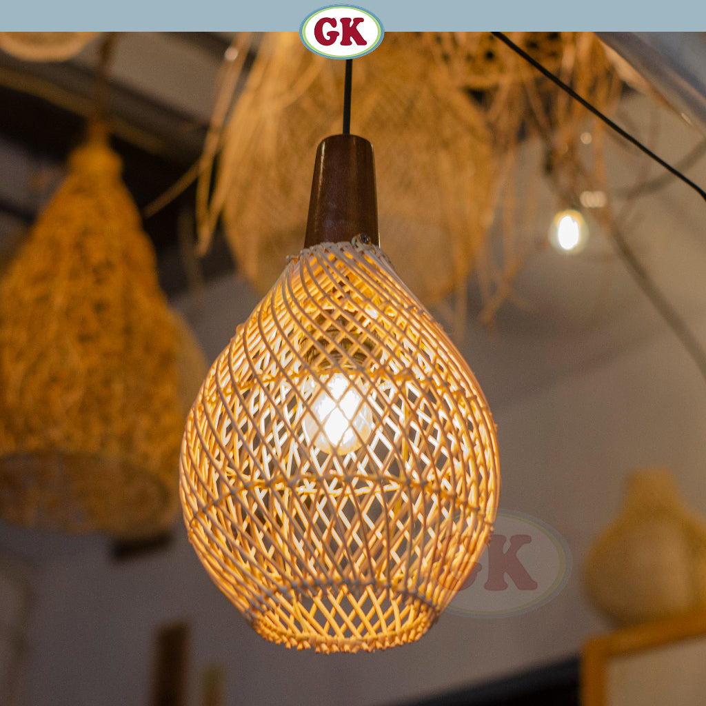Kap Lampu Gantung Rotan KUBAH 07 - Minimalis Dekorasi Lampu Kayu Gantung