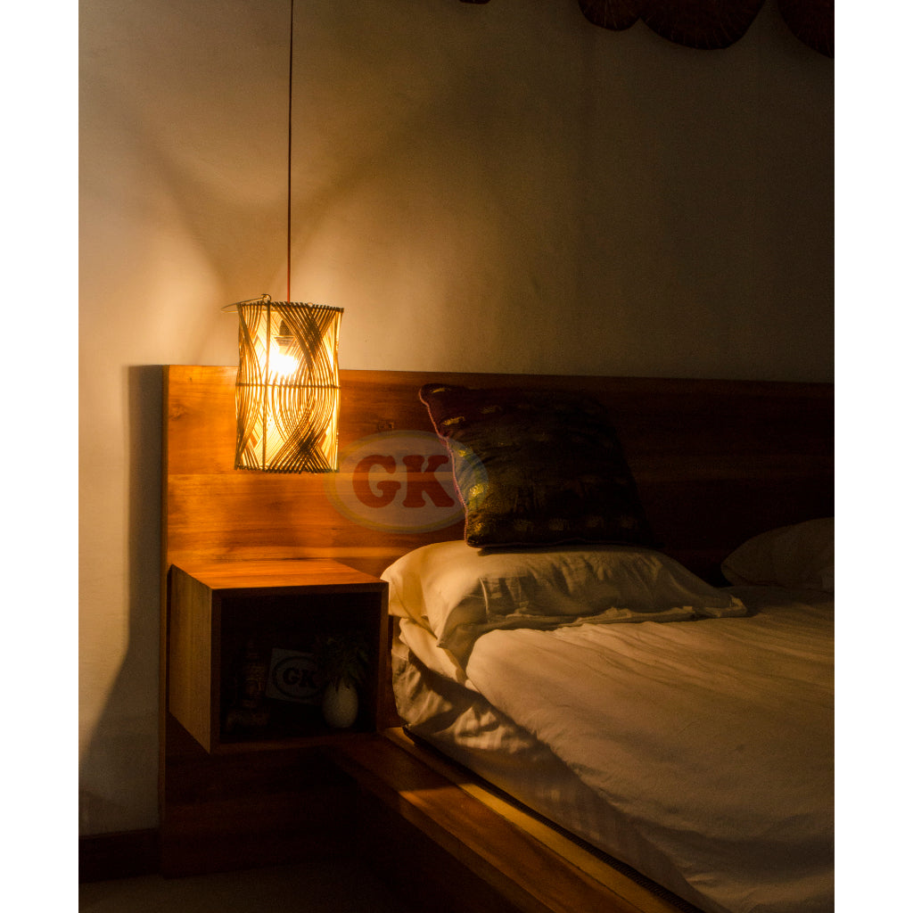 Kap Lampu Gantung Rotan BASIC 16 - Rotan Gantung Meja Vintage Kafe