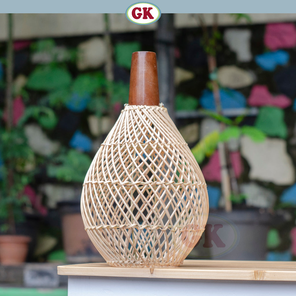 Kap Lampu Gantung Rotan KUBAH 07 - Minimalis Dekorasi Lampu Kayu Gantung