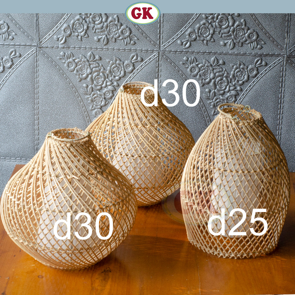 [Bundling] Kap Lampu Gantung Rotan LENTERA 03 - Handcrafted Rattan Lampshade Perfect Interior Decor for Cafe, Resto, Hotel or Home D25 D30