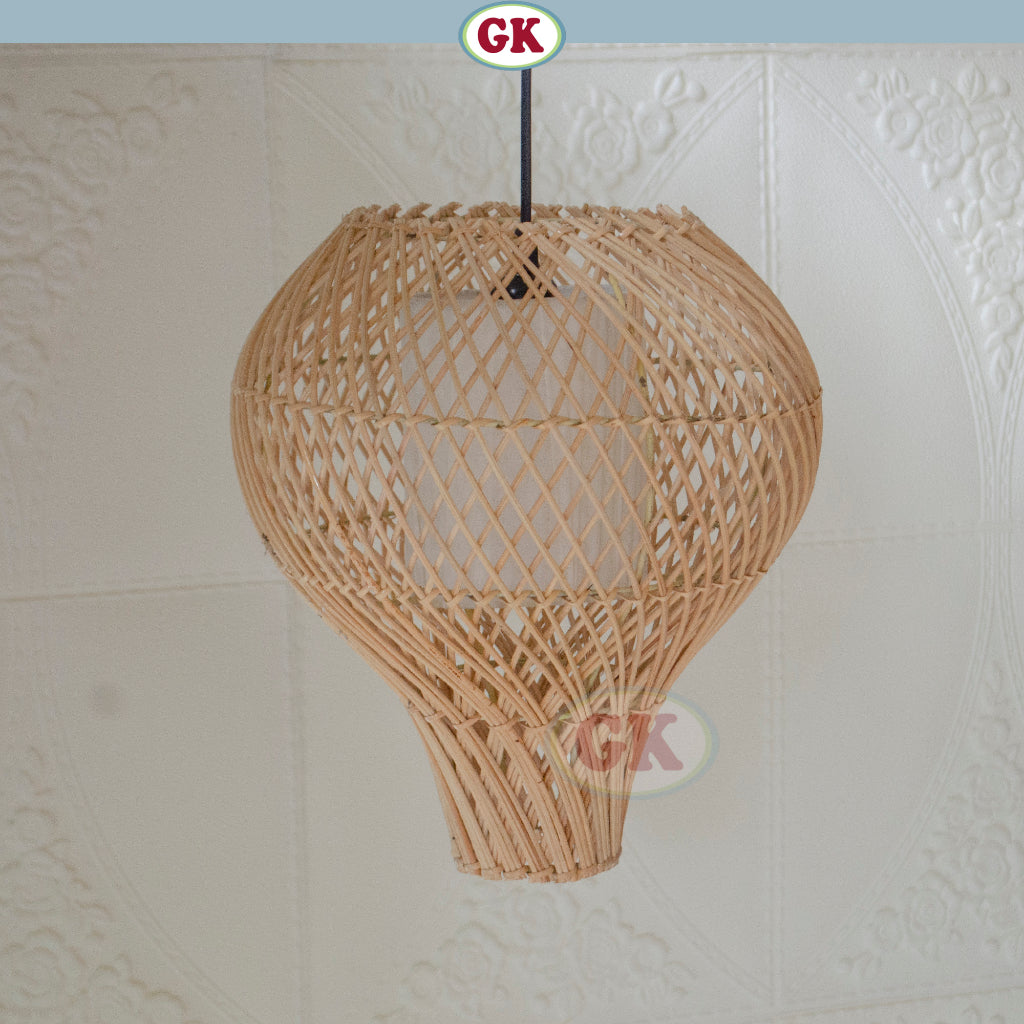 Kap Lampu Gantung Rotan LENTERA 14 D30 - Handcrafted Rattan Lampshade Perfect Interior Decor for Cafe, Resto, Hotel or Home.
