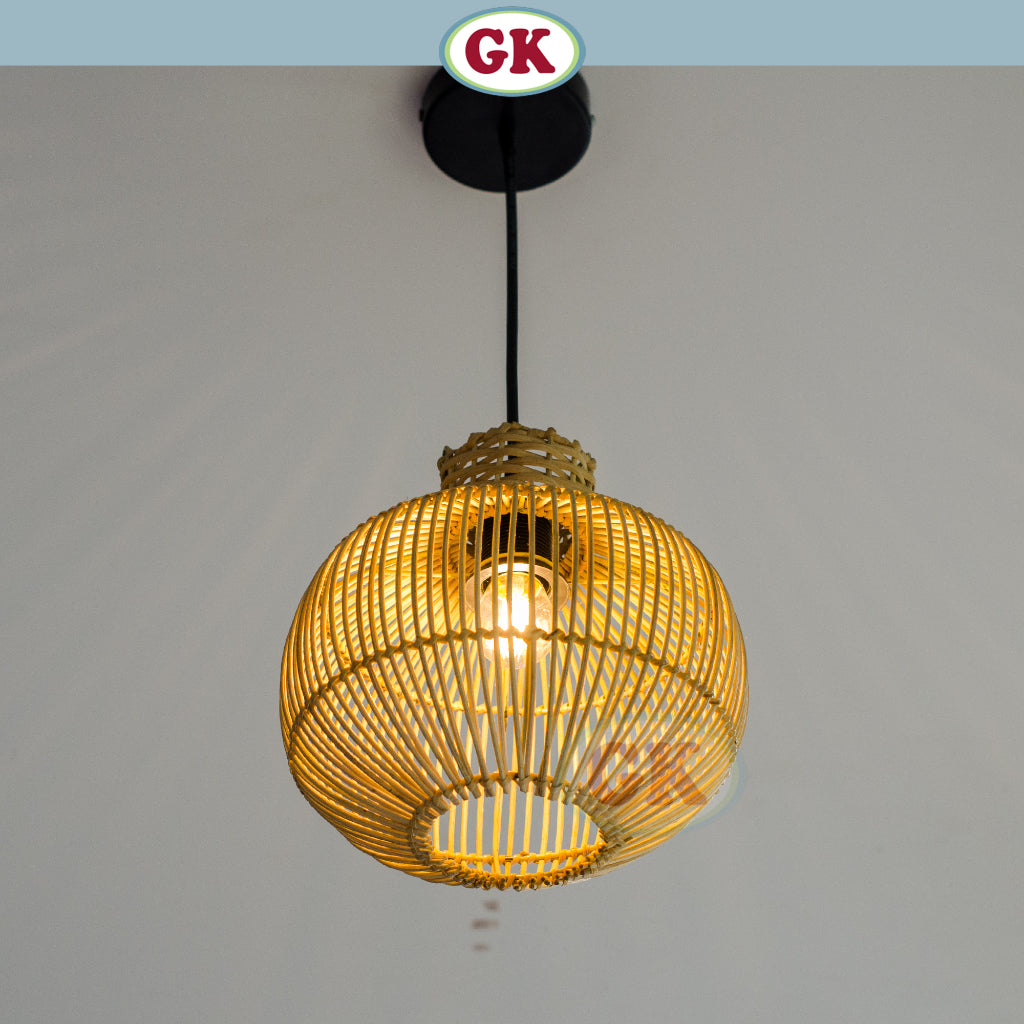 Kap Lampu Gantung Rotan BASIC 26 D20 - Handcrafted Rattan Hanging Lampshade Best Interior Decor for Livingroom, Bedroom, or Longue.