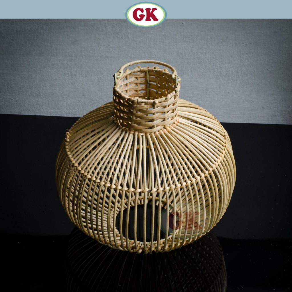Kap Lampu Gantung Rotan BASIC 26 D20 - Handcrafted Rattan Hanging Lampshade Best Interior Decor for Livingroom, Bedroom, or Longue.