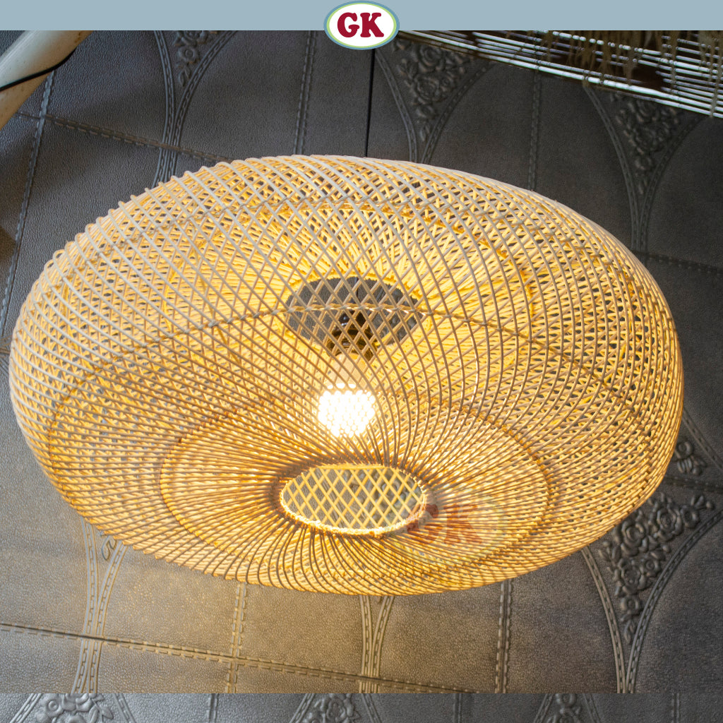Kap Lampu Gantung Rotan DONUT 03 D70 - Japandi Style Handwoven Rattan Pendant Lampshade for Minimalist Tropical Decor in Home, Caf, Resto, Hotel or Villa.