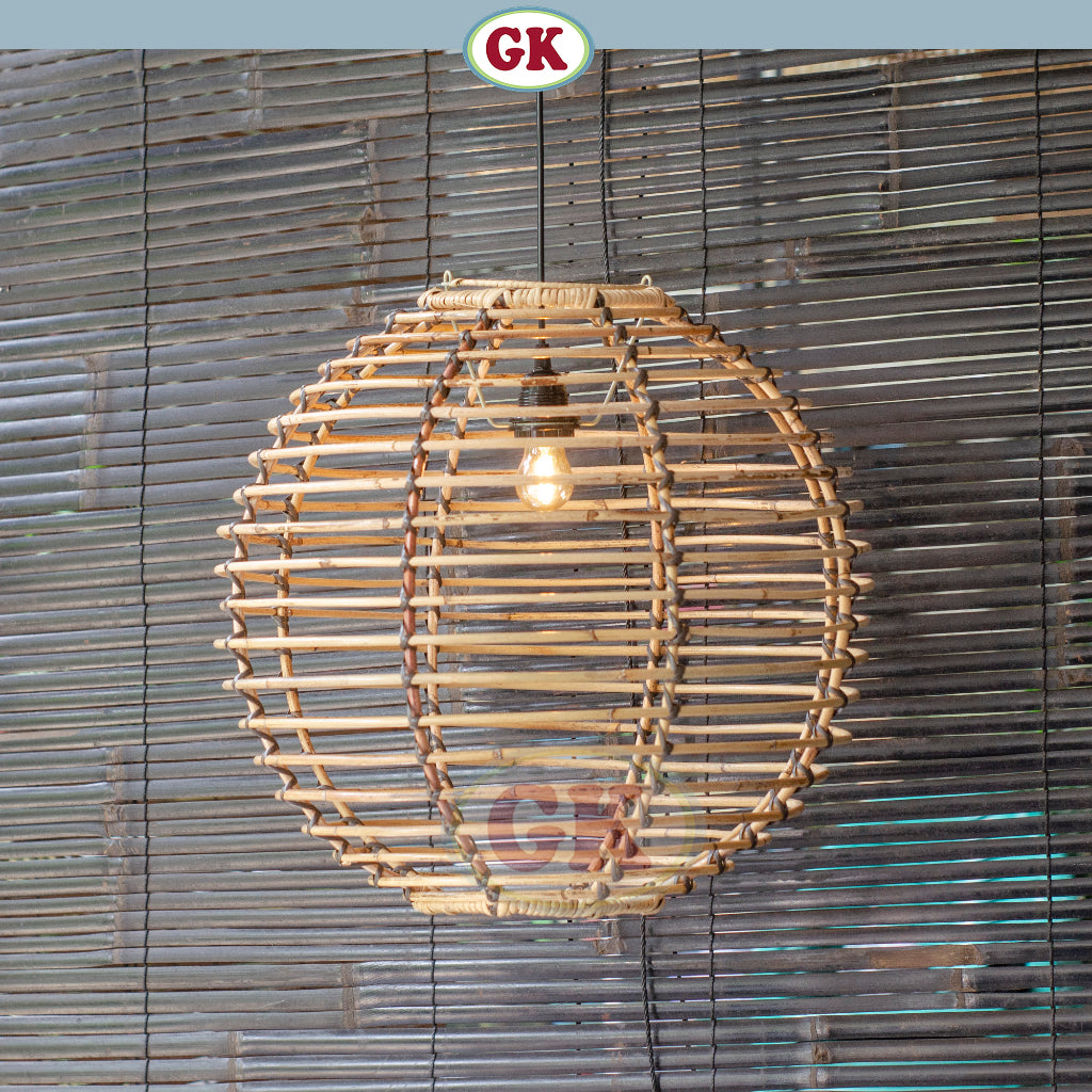 Kap Lampu Gantung Rotan BASIC 44 D50 - Rattan Unique Lantern Ornamental For Natural Atmosphere in Home, Resto, Cafe, Hotel or Villa.
