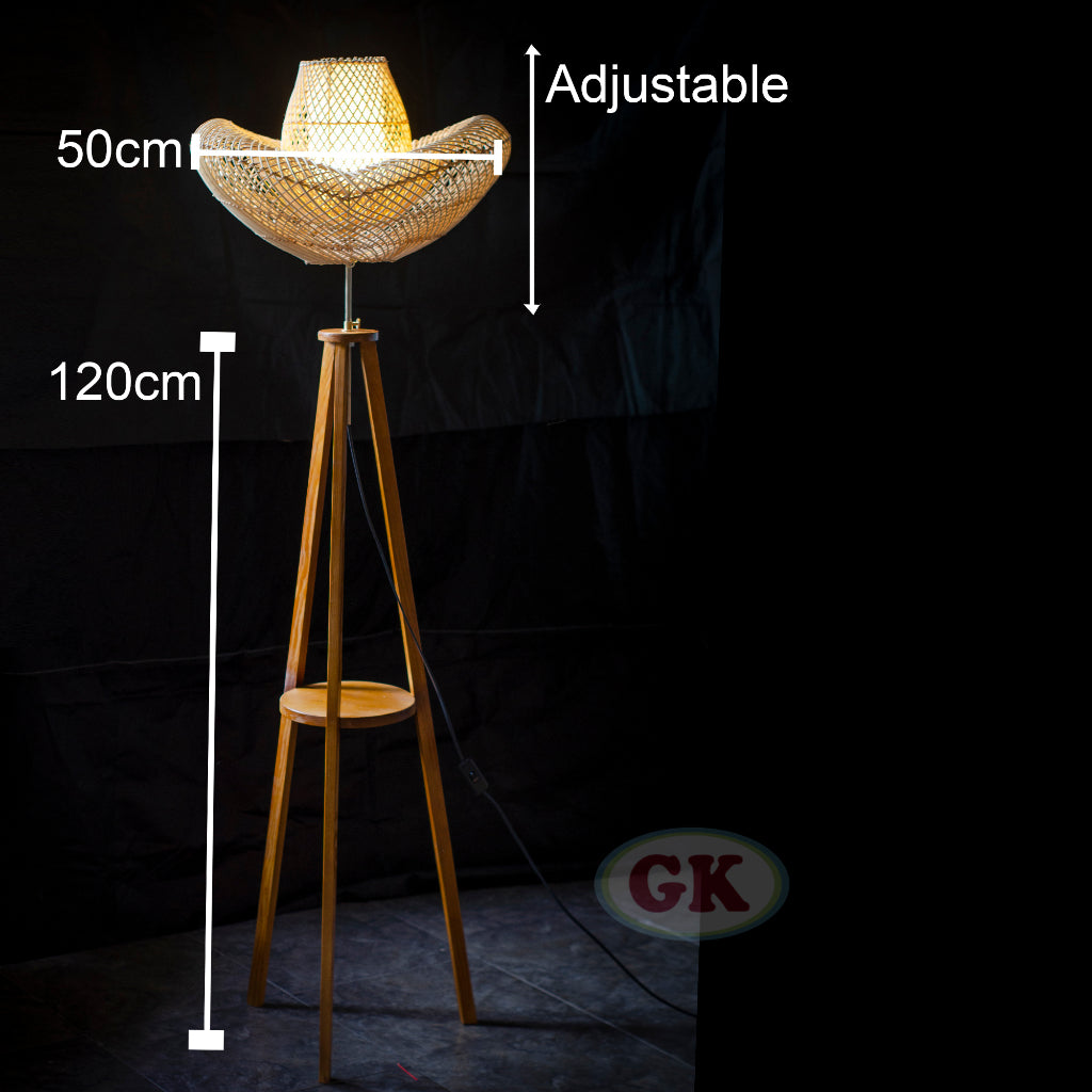 Kap Lampu Standing Rotan BASIC 74 - Handcrafted Rattan Standing Lampshade Best Interior Decor for Livingroom, Bedroom, or Longue.