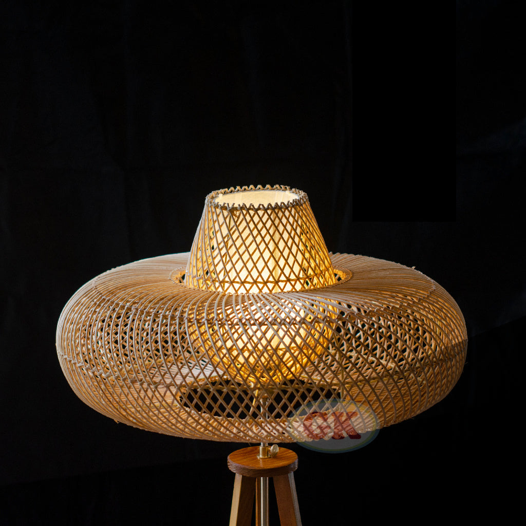 Kap Lampu Standing Rotan BASIC 76 - Handcrafted Rattan Standing Lampshade Best Interior Decor for Livingroom, Bedroom, or Longue.