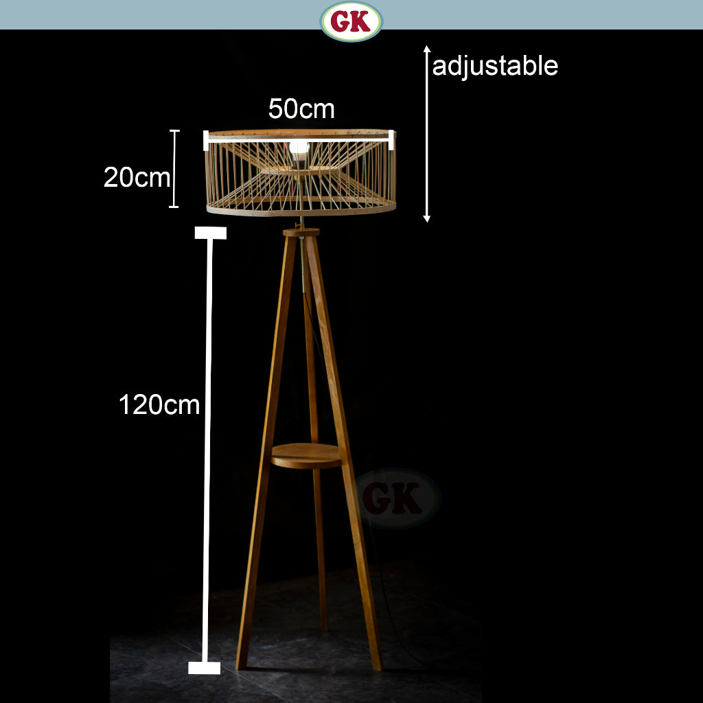 Kap Lampu Standing Rotan BASIC 75 - Handcrafted Rattan Standing Lampshade Best Interior Decor for Livingroom, Bedroom, or Longue.