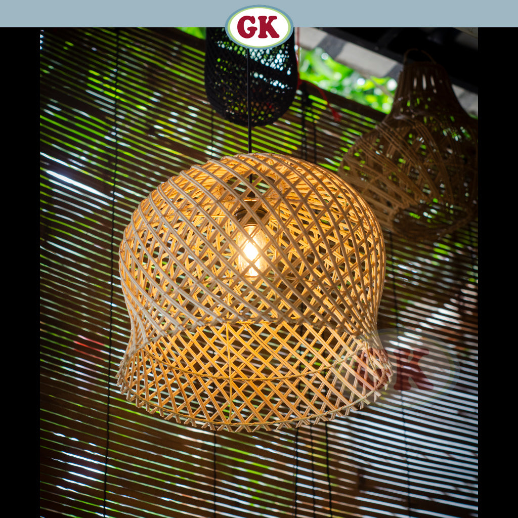 Kap Lampu Gantung Rotan BASIC 94 D40 - Handcrafted Rattan Lampshade Perfect Interior Decor For Cafe, Resto, or Home.