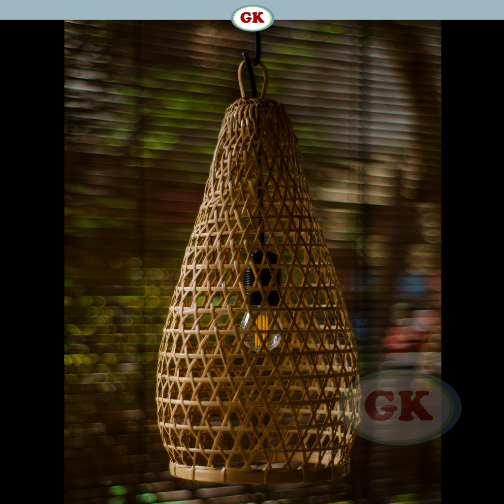Kap Lampu Gantung Bambu BAMBOO 08 - Handcrafted Rattan Unique Lampshade Best Interior Decor for Cafe, Resto, Hotel or Home.