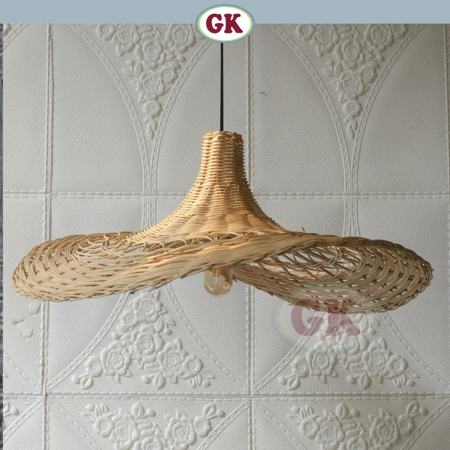 Kap Lampu Dinding Rotan RUSTIC 02 - Dekorasi Kap Lampu Rotan Interior Rumah Restoran Cafe