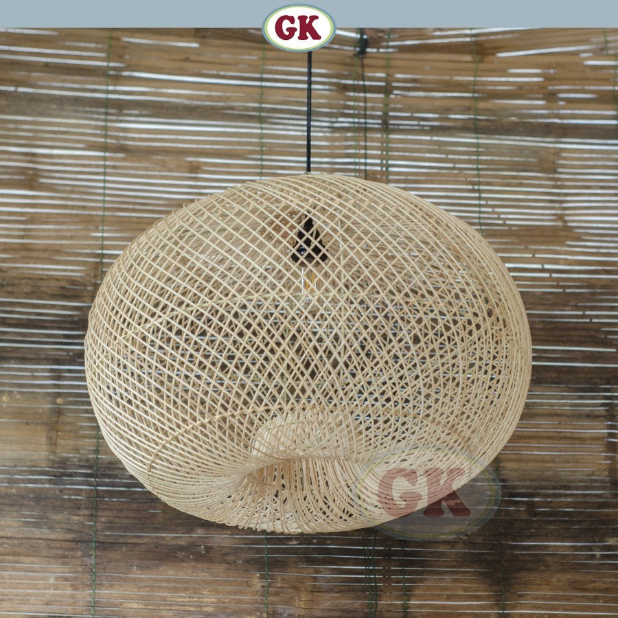 Kap Lampu Lentera BASIC 29 D65 - Handcrafted Rattan Lampshade Perfect Interior Decor for Cafe, Resto, or Home.