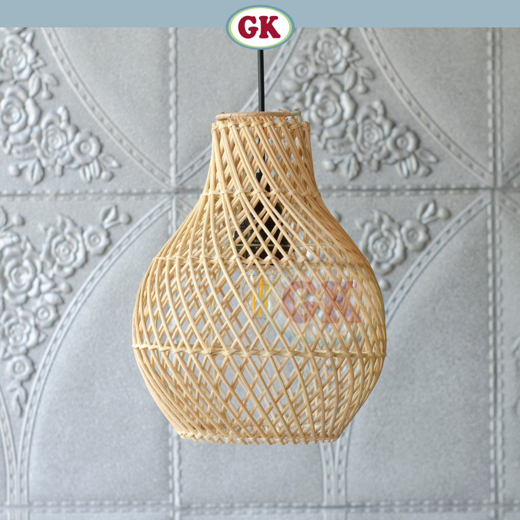 Kap Lampu Gantung Rotan BASIC 47 D20 - Handcrafted Rattan Lampshade Perfect Interior Decor for Cafe, Resto, or Home.