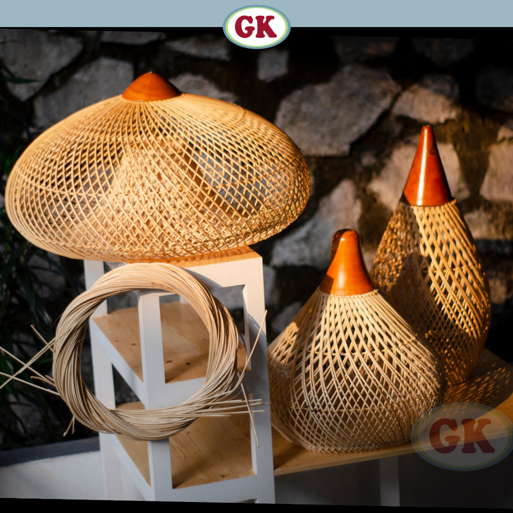 [Bundling] Kap Lampu Gantung Rotan KUBAH Set 01 3 Model