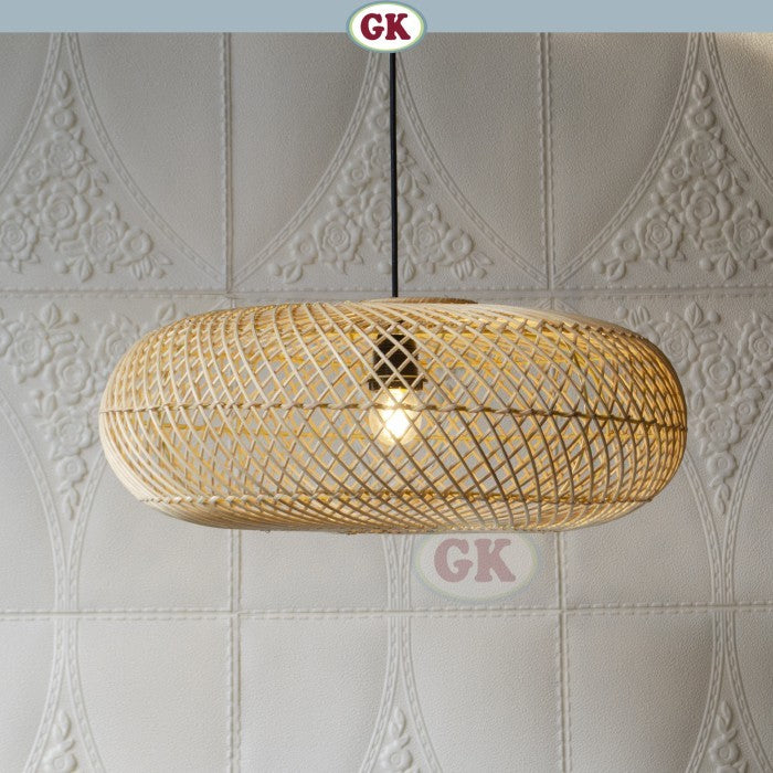 Kap Lampu Gantung Rotan DONUT 03 D50 - Japandi Style Handwoven Rattan Pendant Lampshade for Minimalist Tropical Decor in Home, Café, Resto, Hotel or Villa.