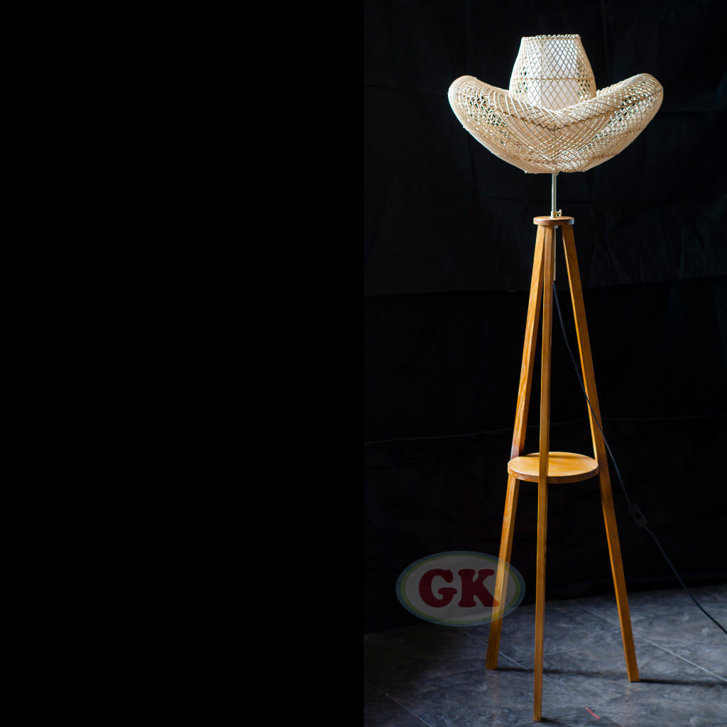 Kap Lampu Standing Rotan BASIC 74 - Handcrafted Rattan Standing Lampshade Best Interior Decor for Livingroom, Bedroom, or Longue.