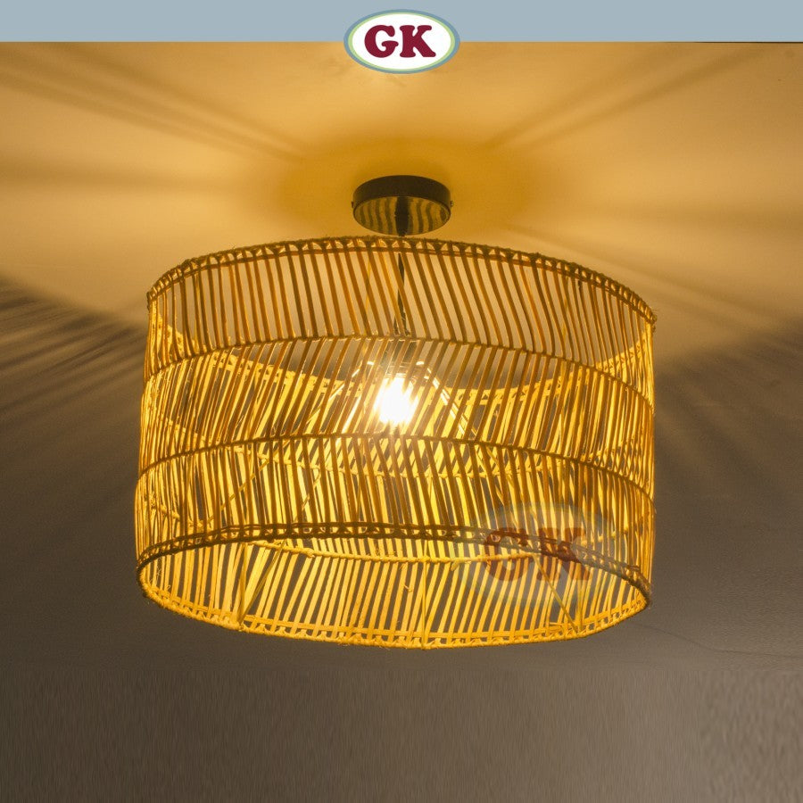 Kap Lampu Gantung Rotan BASIC 53 D50 - Rattan Unique Interior Lamp Decoration For Cozy Cafe, Resto or Home.