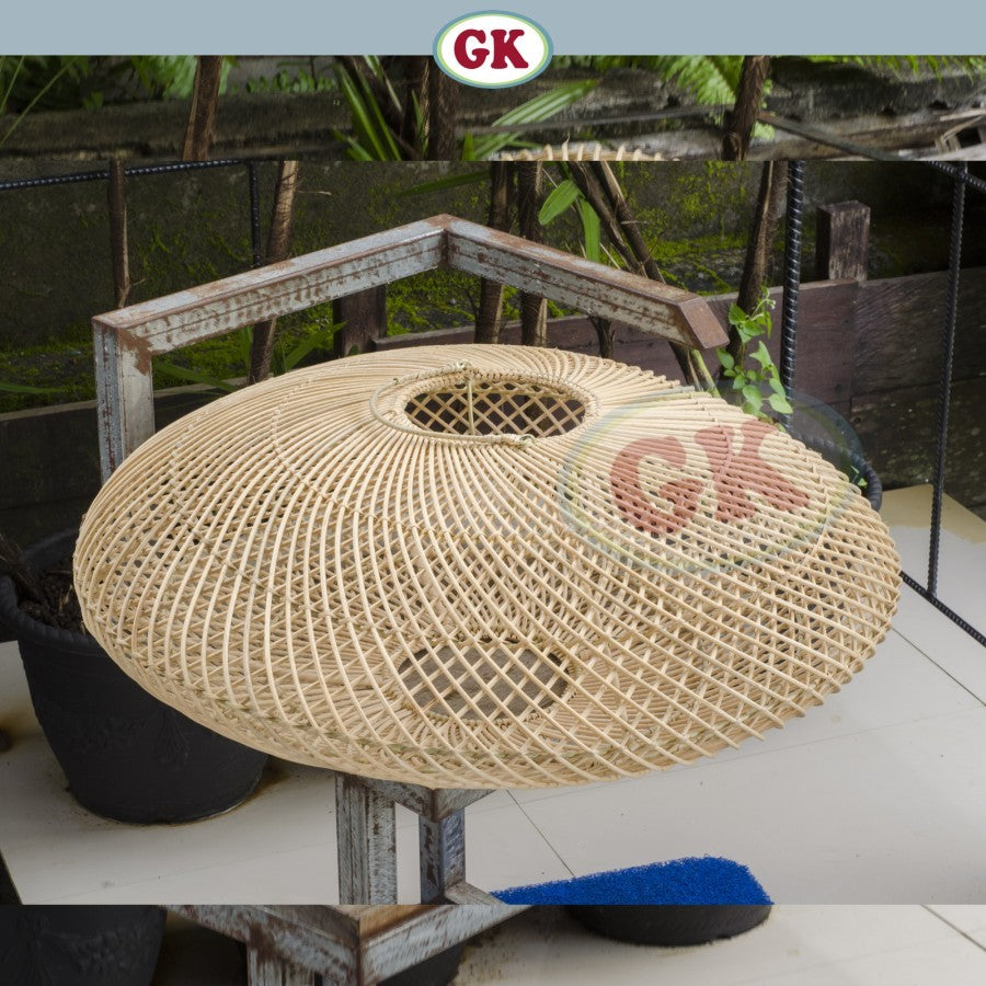 Kap Lampu Gantung Rotan DONUT 02 D60 - Japandi Style Handwoven Rattan Pendant Lampshade for Minimalist Tropical Decor in Home, Café, Resto, Hotel or Villa.