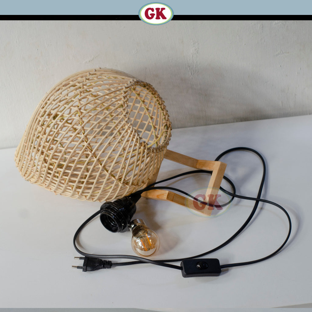 Kap Lampu Meja BASIC 63 D20 - Handcrafted Rattan Lampshade Perfect Interior Decor for Livingroom, Bedroom, or Longue.