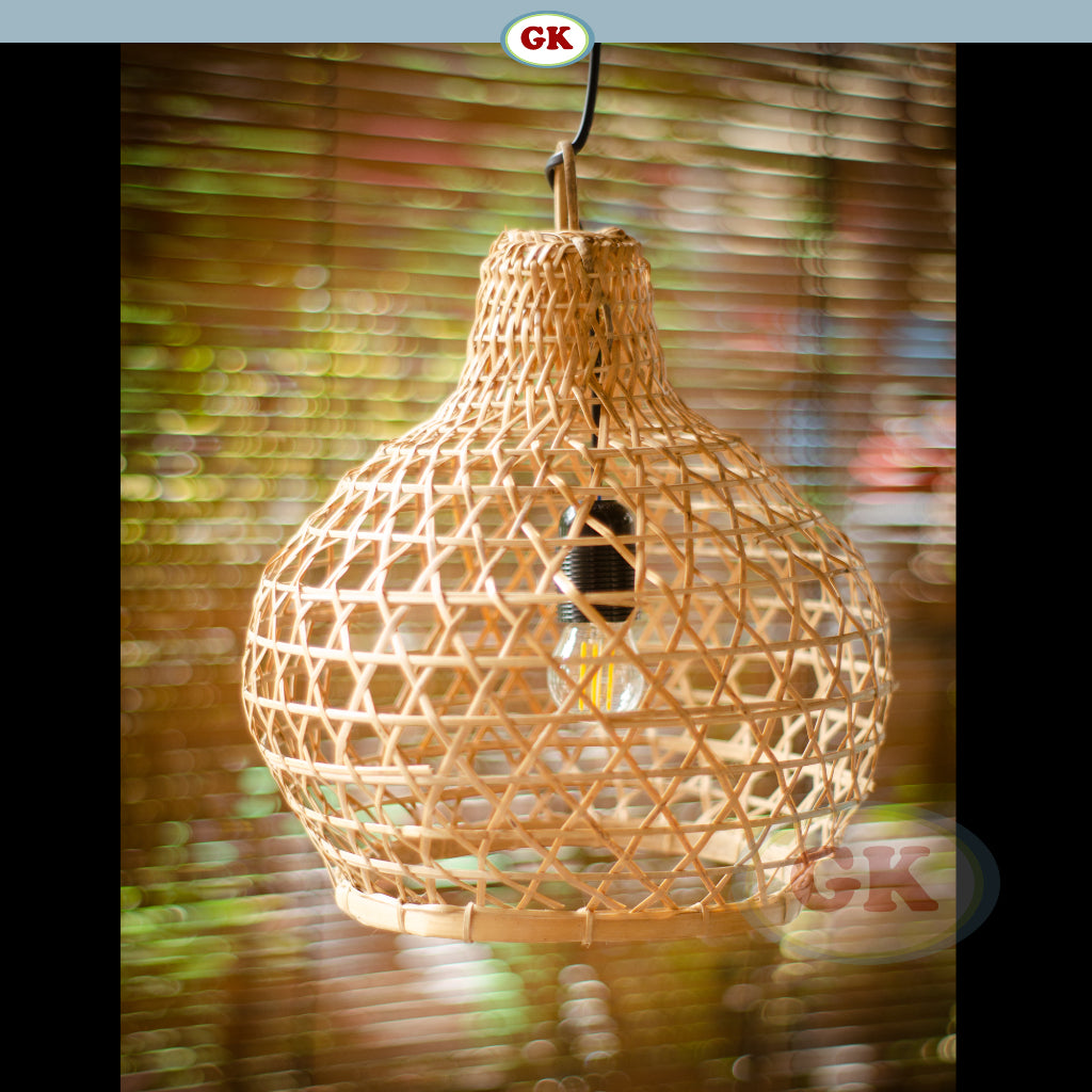 Kap Lampu Gantung Bambu BAMBOO 11 D30 - Tropical Bamboo Pendant Lampshade with Natural Texture for Cafe, Hotel, or Cozy Home Spaces.