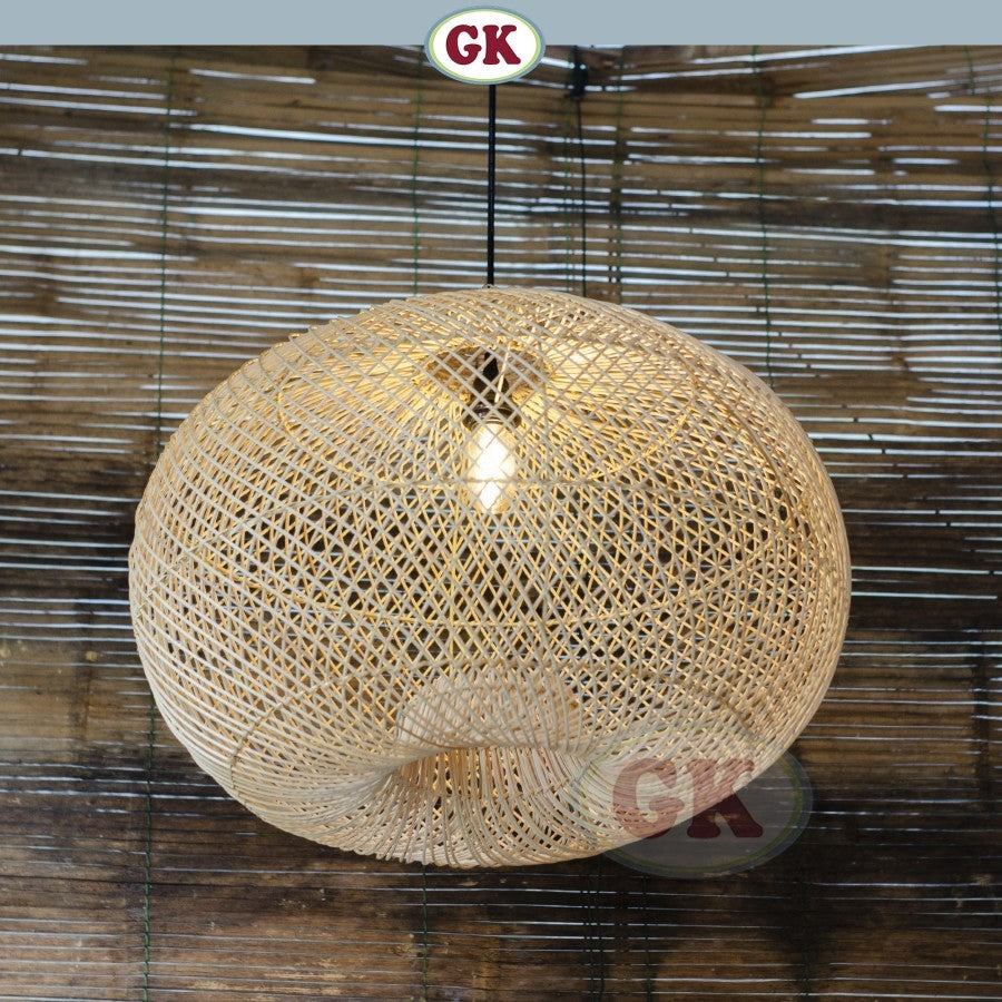 Kap Lampu Lentera BASIC 29 D65 - Handcrafted Rattan Lampshade Perfect Interior Decor for Cafe, Resto, or Home.