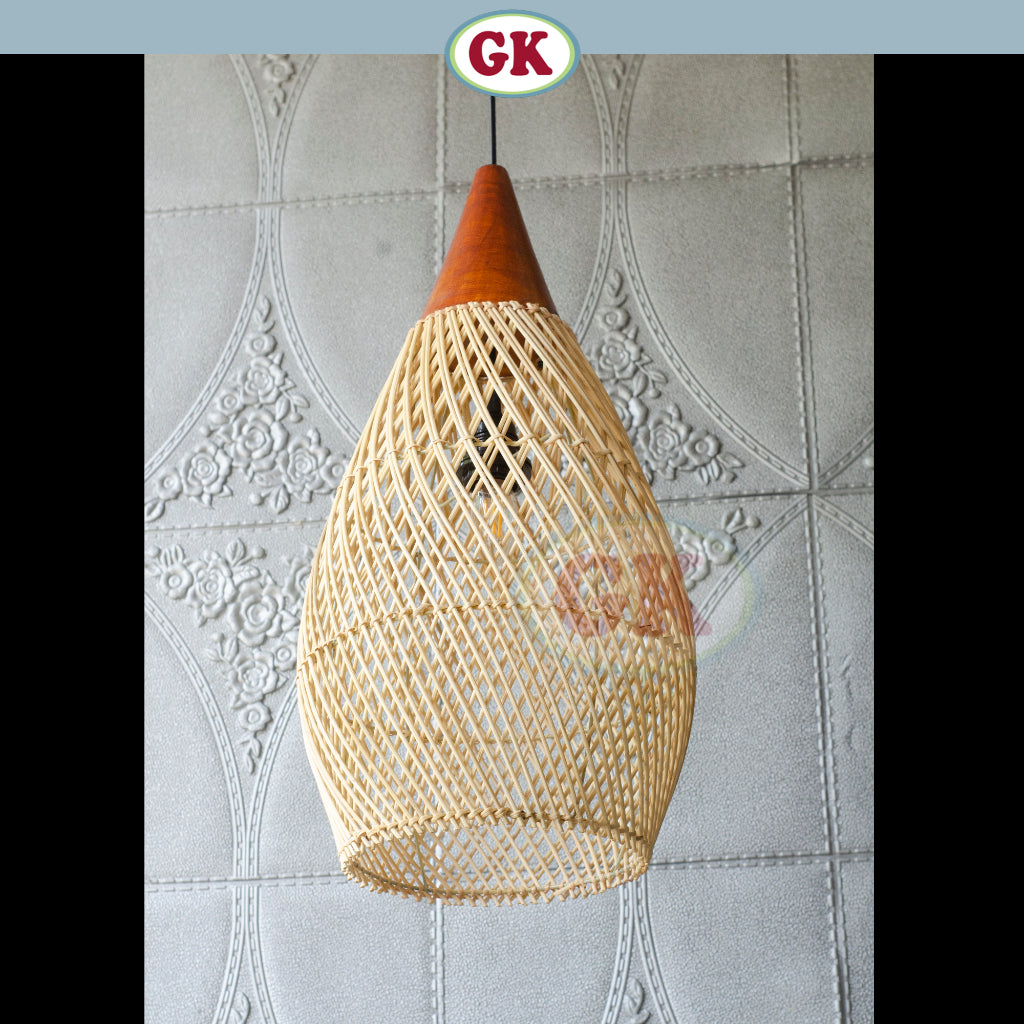 Kap Lampu Gantung Rotan KUBAH 14 - Dekorasi Lampu Kayu
