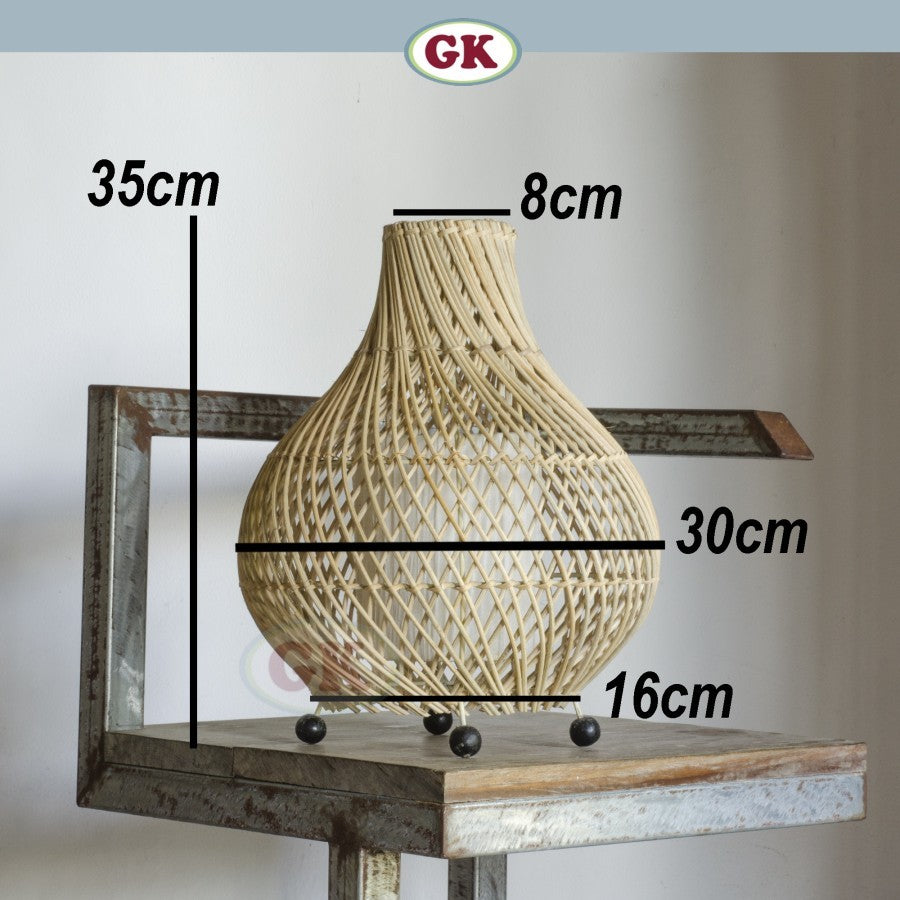 Kap Lampu Meja Rotan BASIC 84 D30 - Handcrafted Rattan Lampshade Perfect Interior Decor for Livingroom, Bedroom, or Longue.
