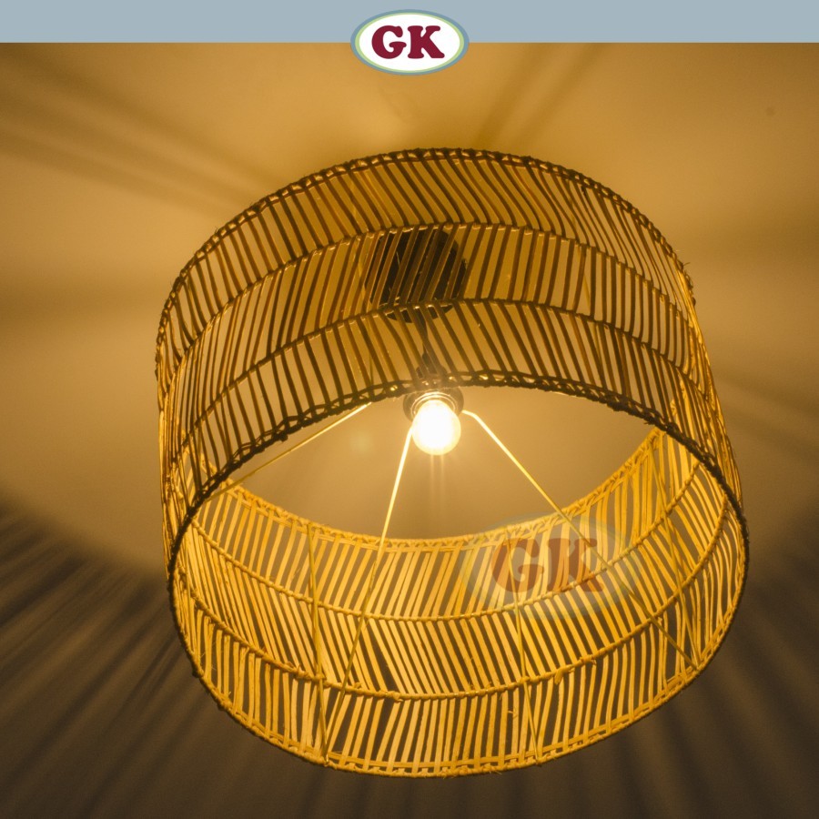 Kap Lampu Gantung Rotan BASIC 53 D50 - Rattan Unique Interior Lamp Decoration For Cozy Cafe, Resto or Home.