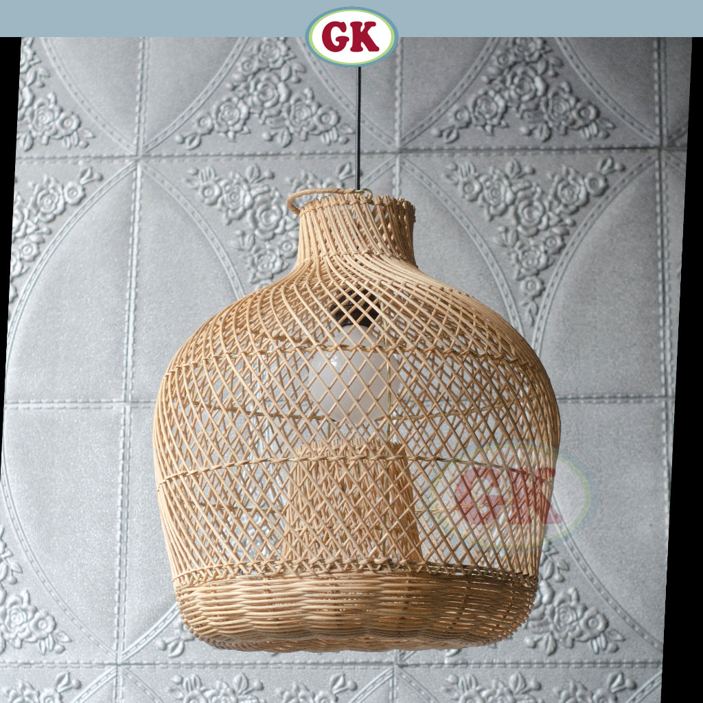 Kap Lampu Gantung Rotan BASIC 32 D40 - Rattan Unique Interior Lamp Decoration For Cozy Cafe, Resto or Home.