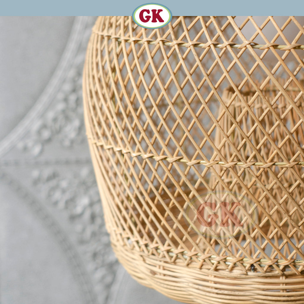 Kap Lampu Gantung Rotan BASIC 32 D40 - Rattan Unique Interior Lamp Decoration For Cozy Cafe, Resto or Home.